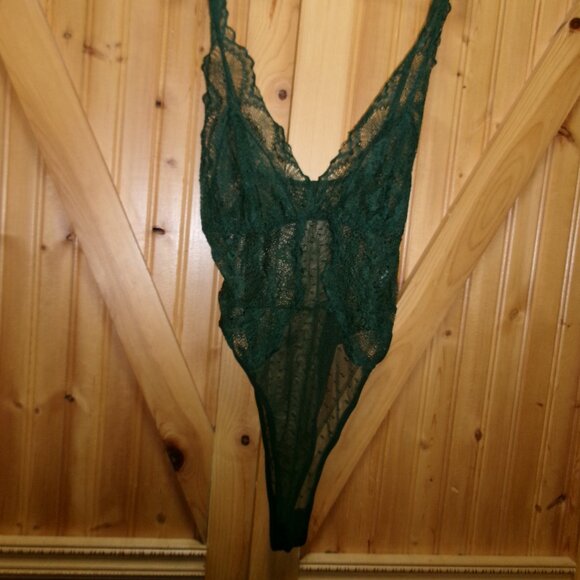 Frederick's of Hollywood Other - Vtg All lace teddy bodysuit Fredericks jade green lace and tulle 36